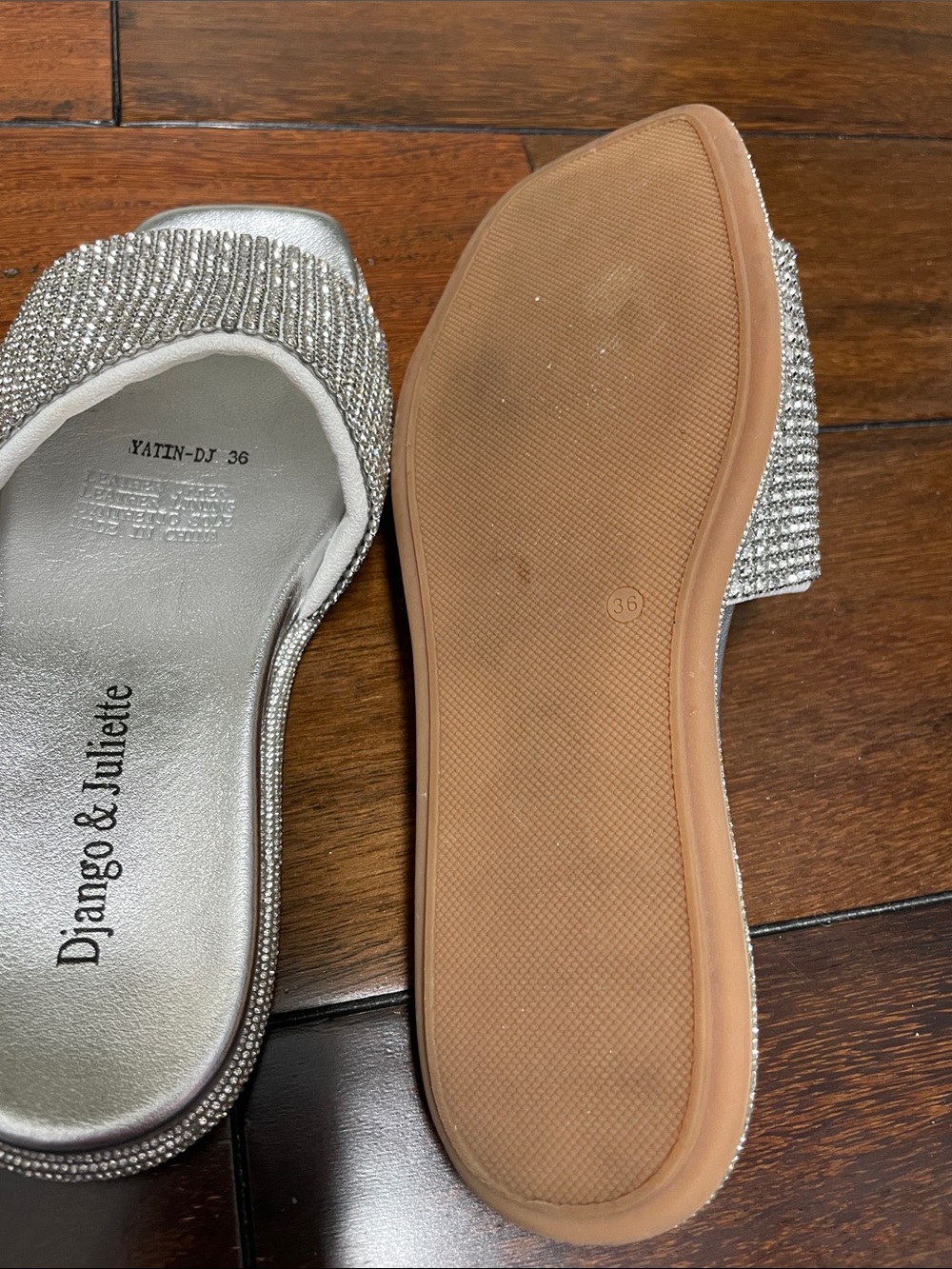 Silver Rhinestone Slide Sandals - Picture 5 of 5